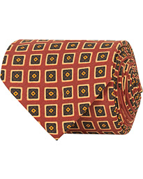  Silk Printed Squares 8 cm Tie Rust