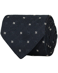  Silk Grenadine Woven Flower 8 cm Tie Navy