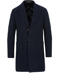  Gordon Basketweave Peak Lapel Coat Navy