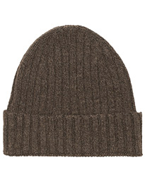  Cashmere/Cotton Ribbed Beanie Dark Brown