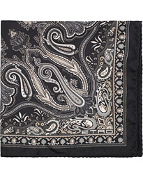  Paisley Silk Pocket Square Black