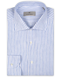  Striped Linen Shirt Light Blue