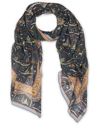  Cotton/Modal Small Animals Scarf Navy