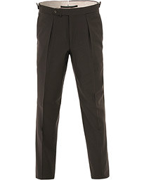  Arnold Pleated Side Adjuster Wool Trousers Dark Brown