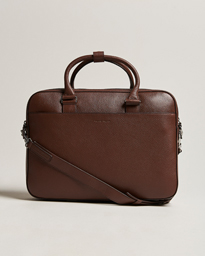 Burin Grained Leather Briefcase Brown