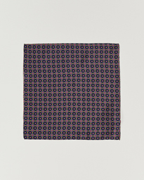  Medallion Silk Pocket Square Navy