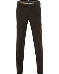  Slim Fit Pleated Trousers Dark Brown