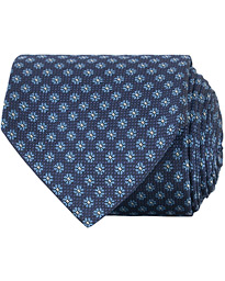  Silk Woven Flower 8 cm Tie Navy