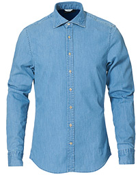  Slimline Garment Washed Shirt Light Denim