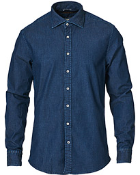  Slimline Garment Washed Shirt Dark Denim