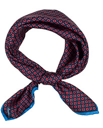  Printed Silk Bandana Navy/Red