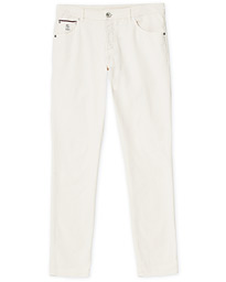  Slim Fit 5-Pocket Cotton Twill Pants Off White