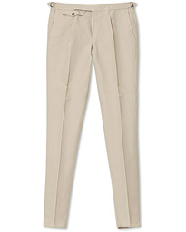  Slim Fit Pleated Chinolino Trousers Beige