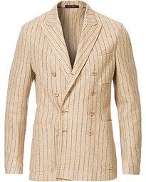  Linen Striped Cardigan Blazer Beige