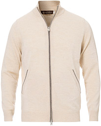  Contrast Full Zip Cardigan Off White