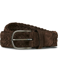  Braided Suede 3,5 cm Belt Dark Brown