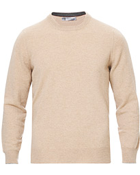  Cashmere Contrast Crew Neck Sweater Beige