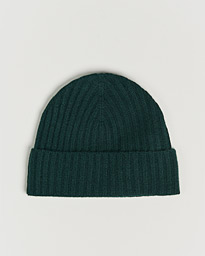  Rib Knitted Cashmere Cap Bottle Green