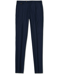  Gentleman Fit Pleated Flannel Trousers Dark Blue