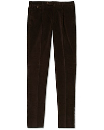  Gentleman Fit Pleated Corduroy Trousers Dark Brown