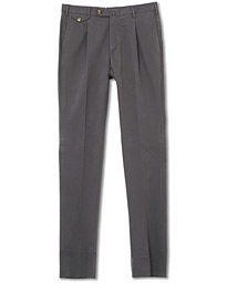  Gentleman Fit Pleated Cotton Trousers Grey