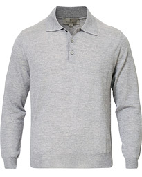  Knitted Long Sleeve Polo Light Grey