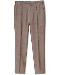  Slim Fit Super 120s Flannel Trousers Beige Melange