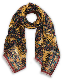  Wool/Silk Printed Jumbo Tiger Scarf Navy