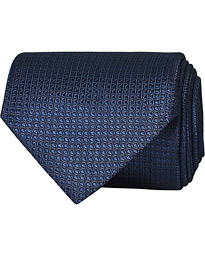  Structured Silk Tie Navy 8 cm