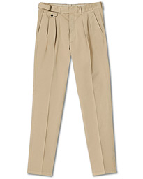  Luxor Double Pleated Cotton Trousers Beige