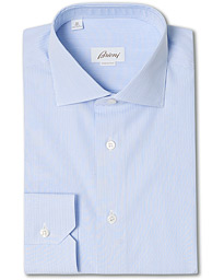  Slim Fit Striped Cotton Shirt Light Blue