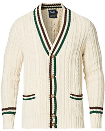  Cotton/Cashmere Cricket V-Neck Jumper Ecru