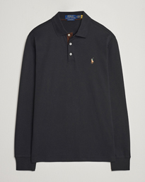  Luxury Pima Cotton Long Sleeve Polo Black