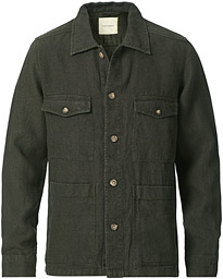  Heavy Linen Patch Pocket Overshirt Olive