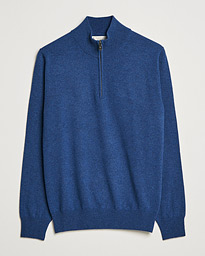  Cashmere Half Zip Sweater Indigo Blue