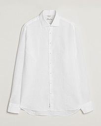  Fitted Body Cut Away Linen Shirt White