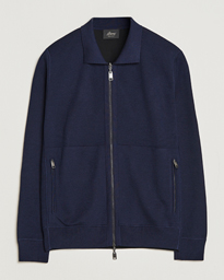  Cashmere/Silk Zip Cardigan Navy