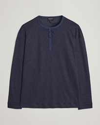  Linen Henley Navy