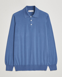  Cashmere/Wool Knitted Polo Oxford Blue