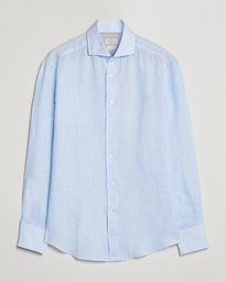  Slim Fit Linen Sport Shirt Light Blue