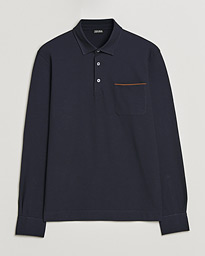  Long Sleeve Pocket Polo Navy