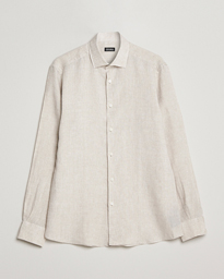  Slim Fit Linen Shirt Light Beige