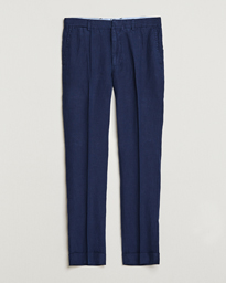  Linen Pleated Trousers Navy