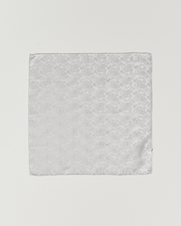  Tonal Paisley Silk Pocket Square Silver
