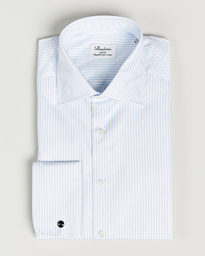  Slimline Cotton Double Cuff Shirt White/Blue