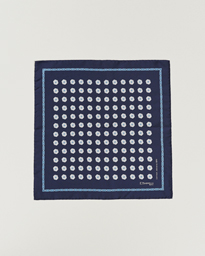  Printed Silk Pocket Square Navy