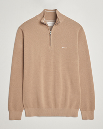  Cotton Pique Half-Zip Sweater Dark Khaki