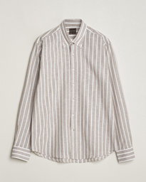  Regular Fit Striped Linen Shirt Brown