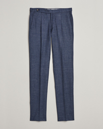  Gentleman Fit Wool/Silk Trousers Navy