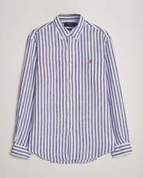  Custom Fit Striped Linen Shirt Blue/White